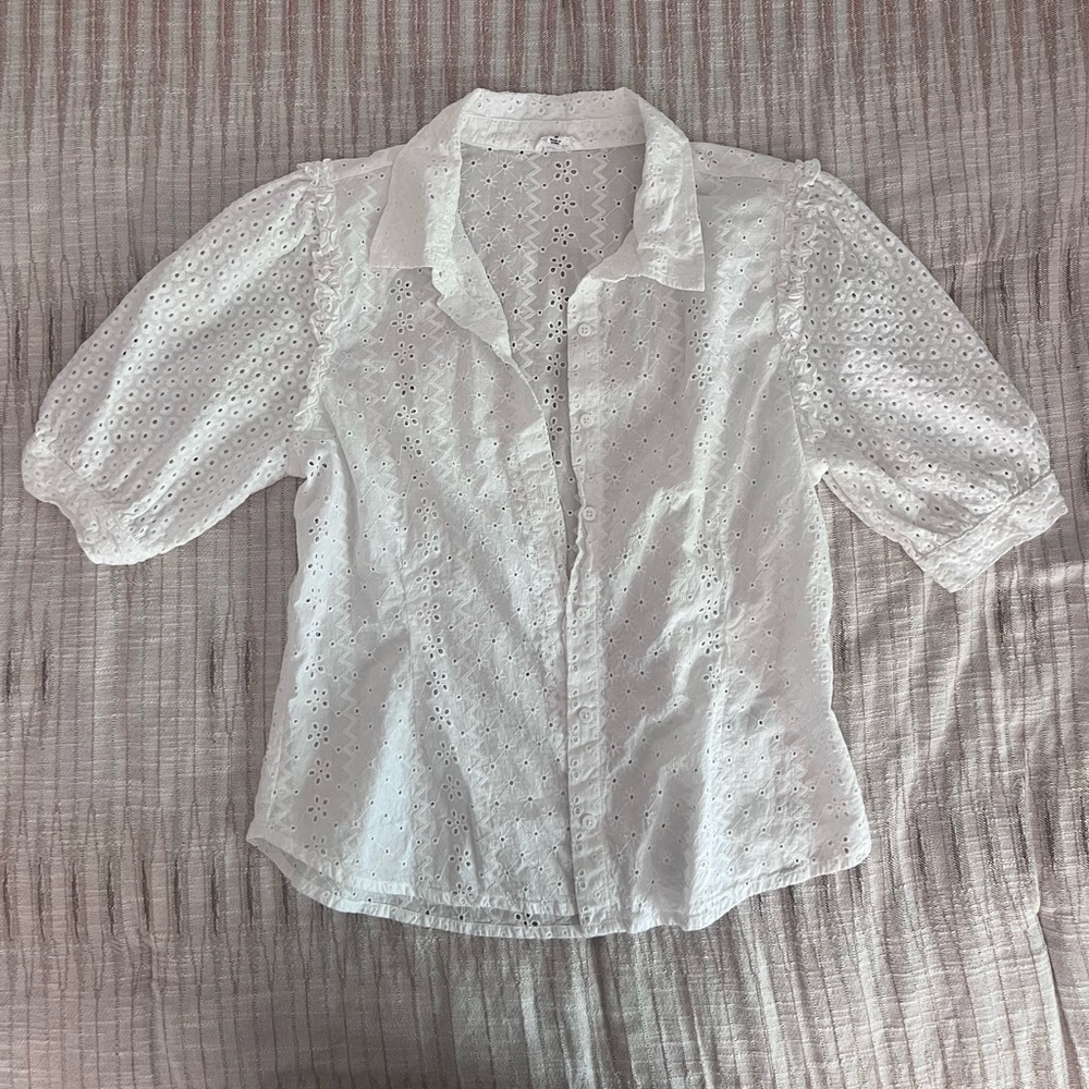 Splendid x Cella Jane blog eyelit white blouse M worn once